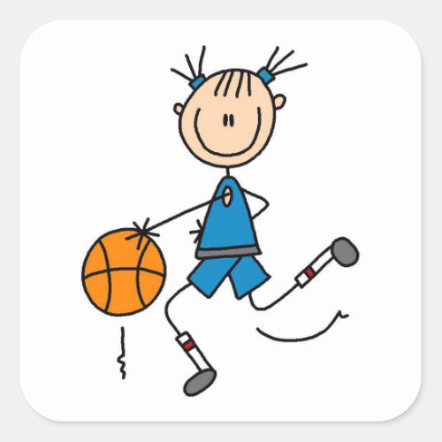 Blue Girl Basketball Player T shirts and Gifts Square Sticker