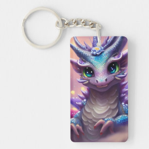 Blue Girl Dragon Keychain