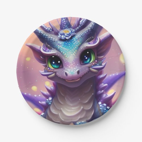 Blue Girl Dragon  Paper Plates