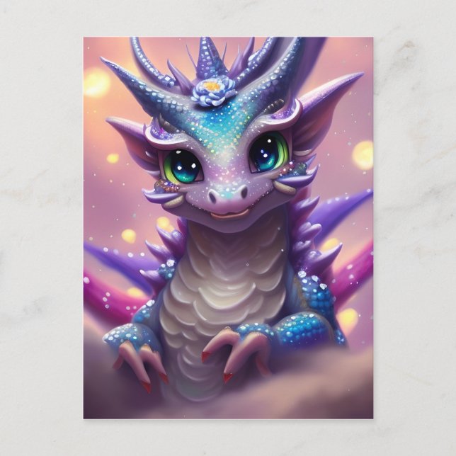 Blue Girl Dragon  Postcard (Front)