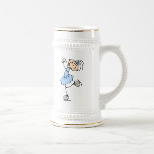Blue Girl Figure Skater T-shirts and Gifts Beer Stein