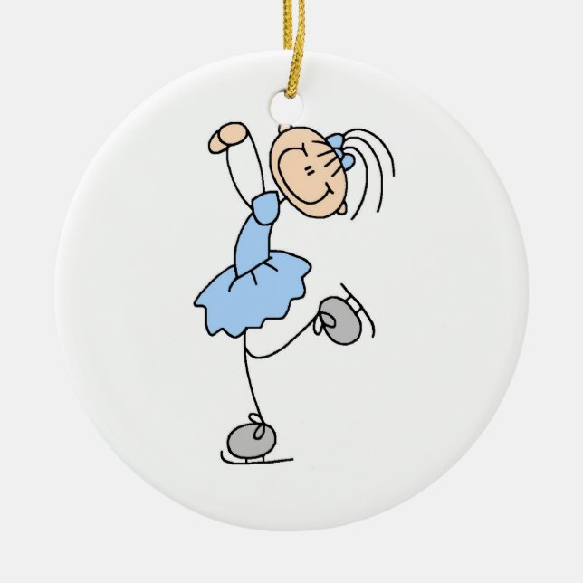 Blue Girl Figure Skater T-shirts and Gifts Ceramic Ornament (Front)