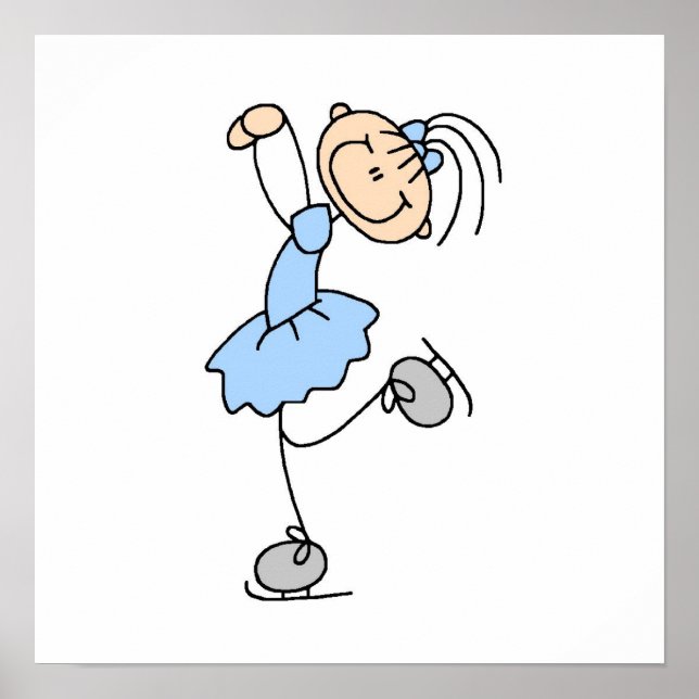 Blue Girl Figure Skater T-shirts and Gifts Poster (Front)