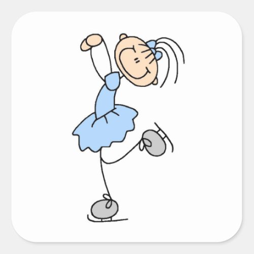 Blue Girl Figure Skater T_shirts and Gifts Square Sticker