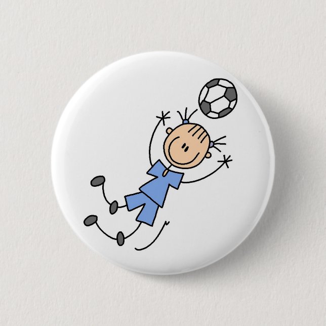 Blue Girl Soccer Player Button (Front)