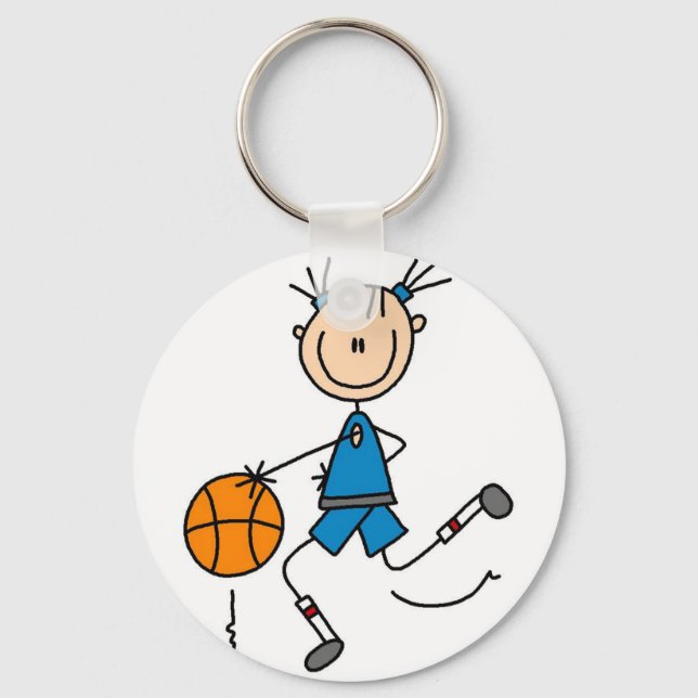 Blue Girls Basketball Tshirts and Gifts Keychain (Front)