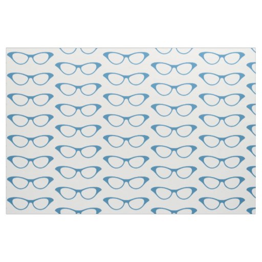 Blue Girly Geek Glasses Fabric