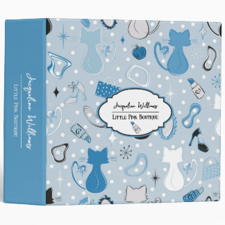 Blue Girly Mid-Century Salon 3 Ring Binder