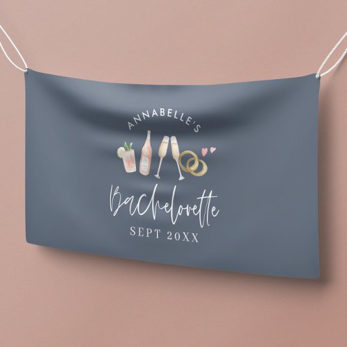 blue girly modern champagne bachelorette weekend banner