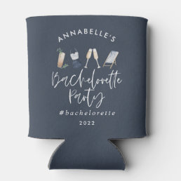 Blue girly modern cocktail script bachelorette can can cooler