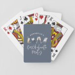 Blue Girly Modern Cocktail Script Bachelorette Playing Cards at Zazzle