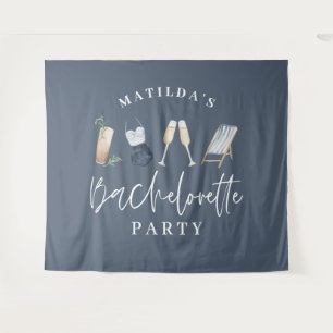 Blue girly modern drinks bachelorette party tapestry