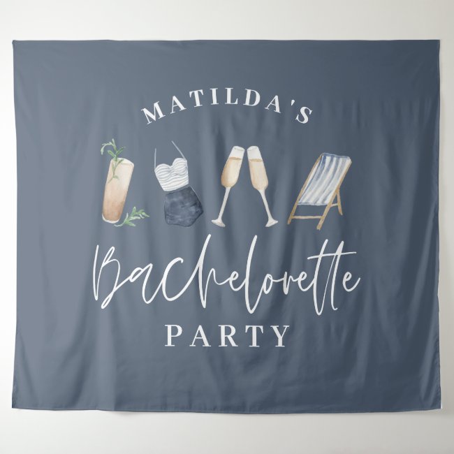 Blue girly modern drinks bachelorette party tapestry