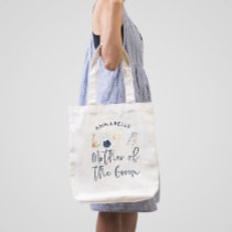 Blue girly modern script mother of the groom tote