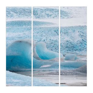 Blue Glacial Ice Formations, Horizontal Triptych