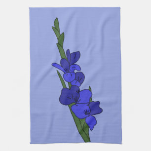 Blue gladiole kitchen towel