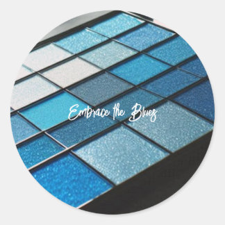 Blue Glam Eye Shadow Drama Classic Round Sticker