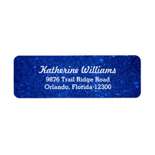 Blue Glam Faux Glitter Label