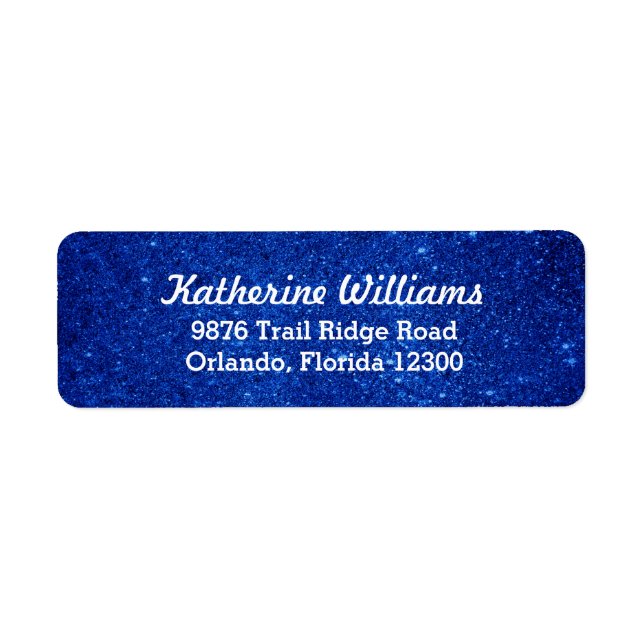 Blue Glam Faux Glitter Label (Front)