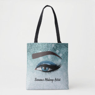 Blue glam lashes eyes makeup artist tote bag