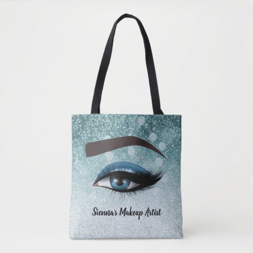 Blue glam lashes eyes  makeup artist tote bag