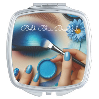 Blue Glam Makeup Vibes Compact Mirror