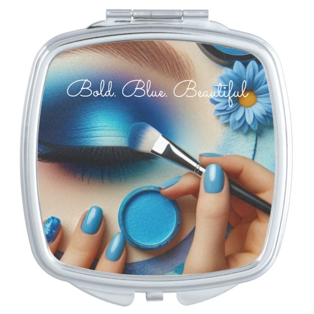 Blue Glam Makeup Vibes Compact Mirror (Front)