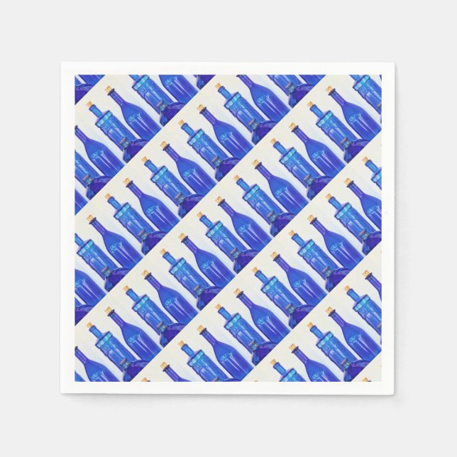 Blue Glass Bottles Napkins (Front)