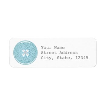 Blue Glass Button Address Label by goskell at Zazzle