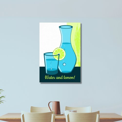 Blue Glass  Carafe _ Water and Lemon  Poster