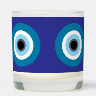 Blue Glass Evil Eye Candle Holder