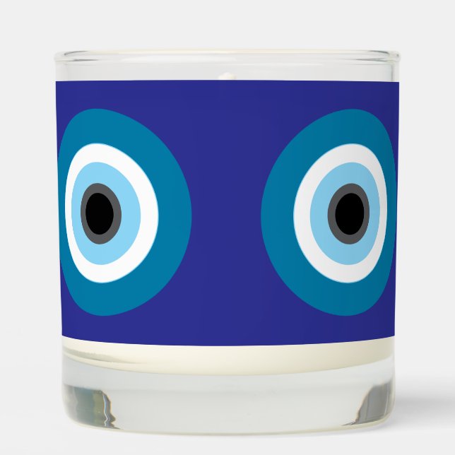 Blue Glass Evil Eye Candle Holder (Front)