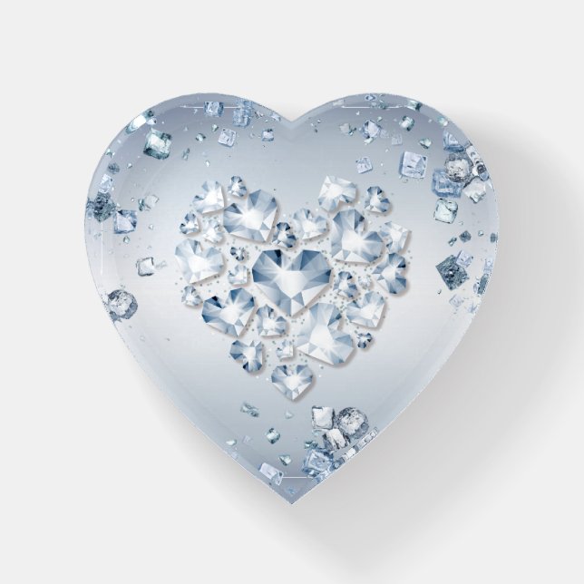 Blue Glass Heart Clipboard Paperweight (Front)