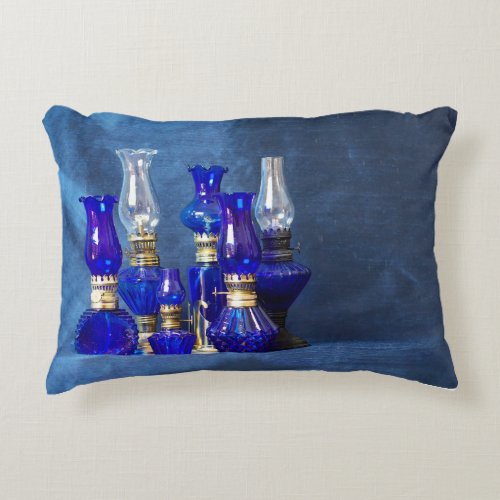 Blue Glass Lamps Accent Pillow