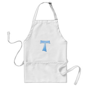 Blue Glass Look Franciscan Tau Cross Adult Apron