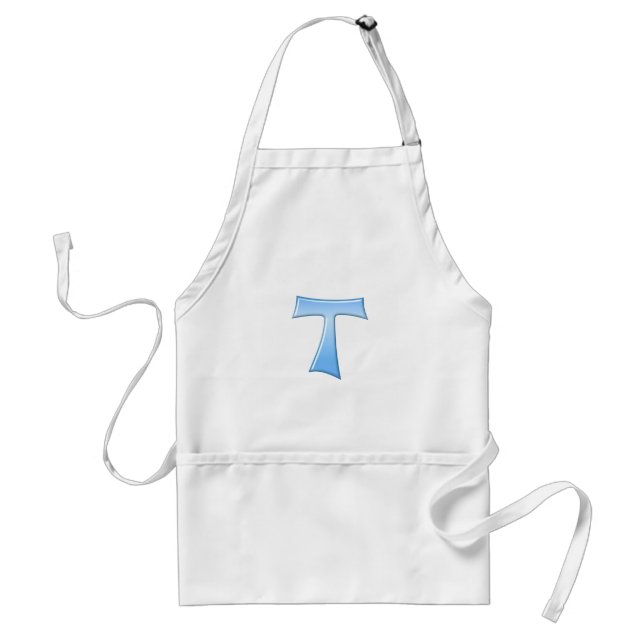 Blue Glass Look Franciscan Tau Cross Adult Apron (Front)