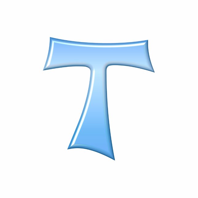 Blue Glass Look Franciscan Tau Cross Cutout (Front)