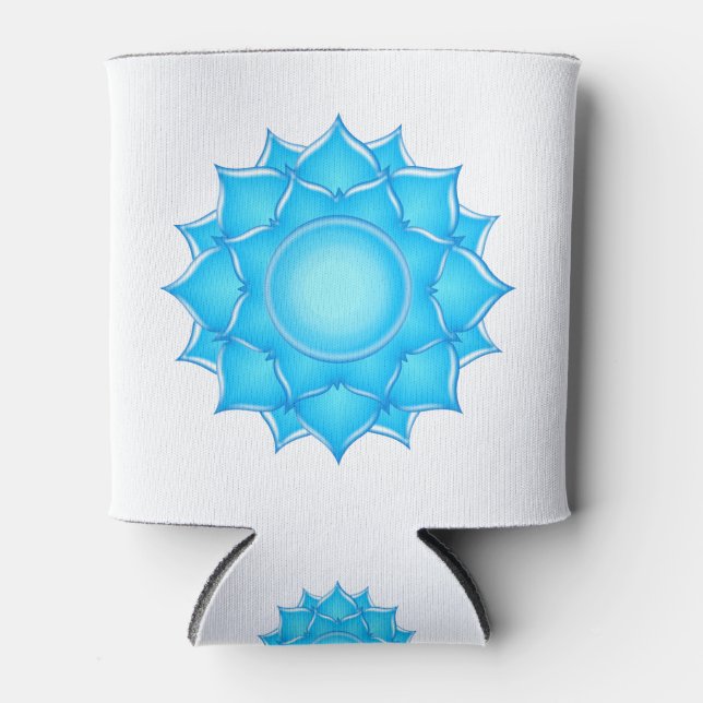 Blue Glass Lotus Flower Drawing Can Cooler (Front)