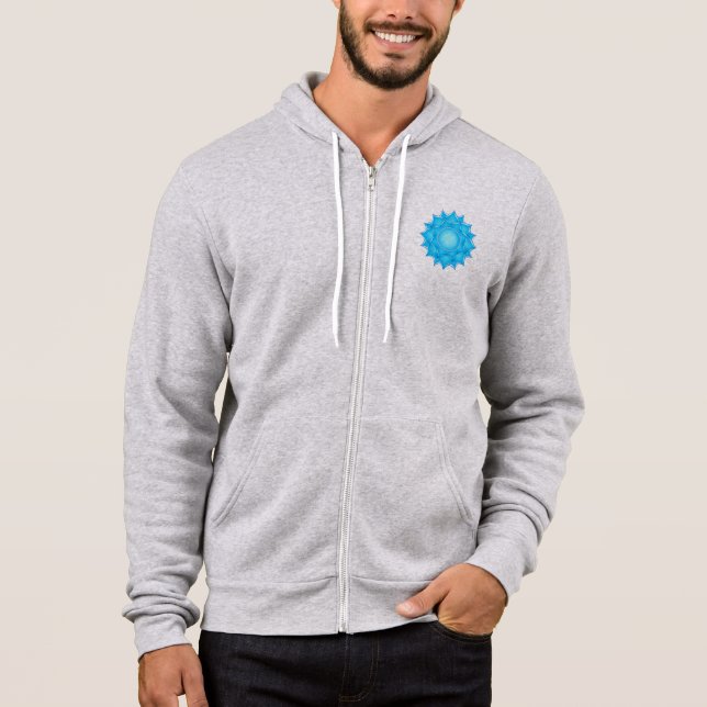 Blue Glass Lotus Flower Drawing Hoodie (Front)
