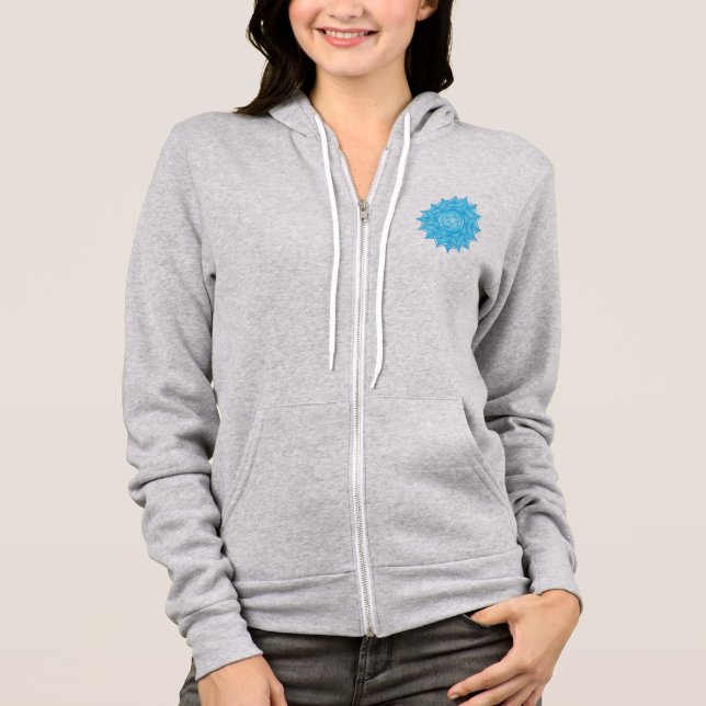 Blue Glass Lotus Flower Om Symbol Drawing Hoodie (Front)