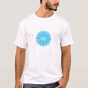 Blue Glass Lotus Flower Om Symbol Drawing T-Shirt