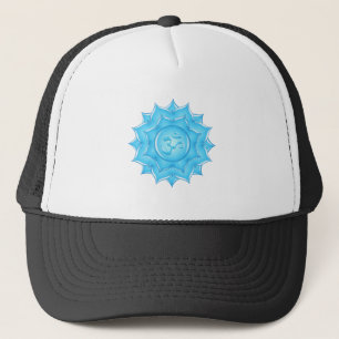 Blue Glass Lotus Flower Om Symbol Drawing Trucker Hat