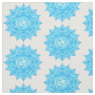 Blue Glass Lotus Flower Pattern Fabric