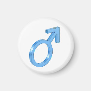 Blue glass male gender sign magnet