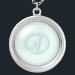 Blue Glass Monogram Necklace - letter D<br><div class="desc">Monogram pendant necklace with a cool blue glass design.</div>