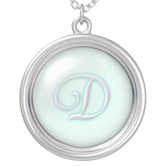 Blue Glass Monogram Necklace - letter D (Front)
