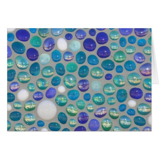 Blue Glass Pebble Mosaic Cards (Front Horizontal)