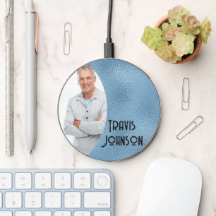 Blue Glass Photo Frame Wireless Charger