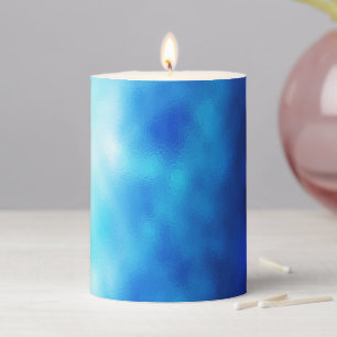 Blue Glass Pillar Candle