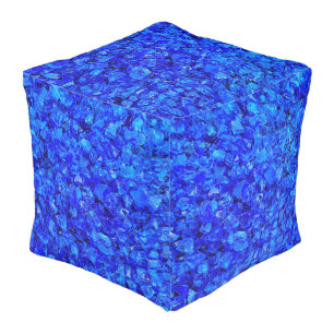 Blue Glass Rocks Pouf